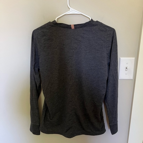 Lunya Restore Base Charcoal Gray Knit Long Sleeve Shirt - Picture 4 of 6